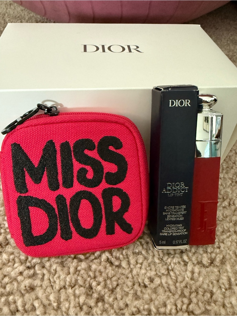 Dior Pink Miss Dior Mini Case with Addict Lip Tint
